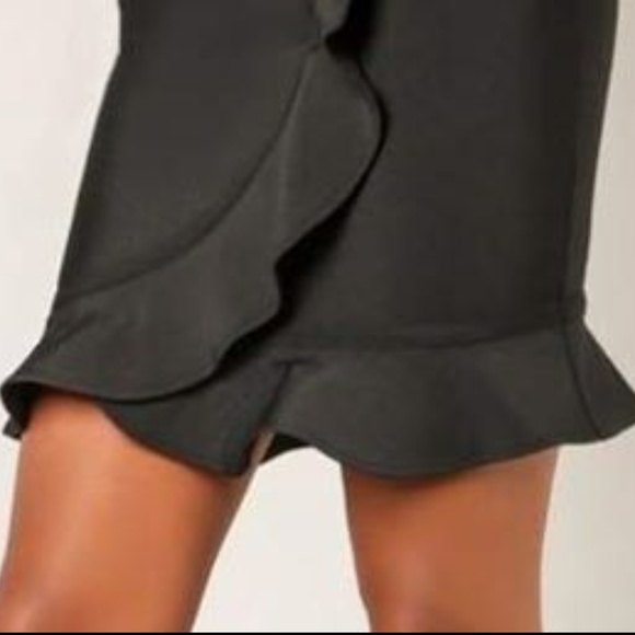 JLO RUFFLE WRAP MINI BANDAGE SKIRT - Picture 2 of 5